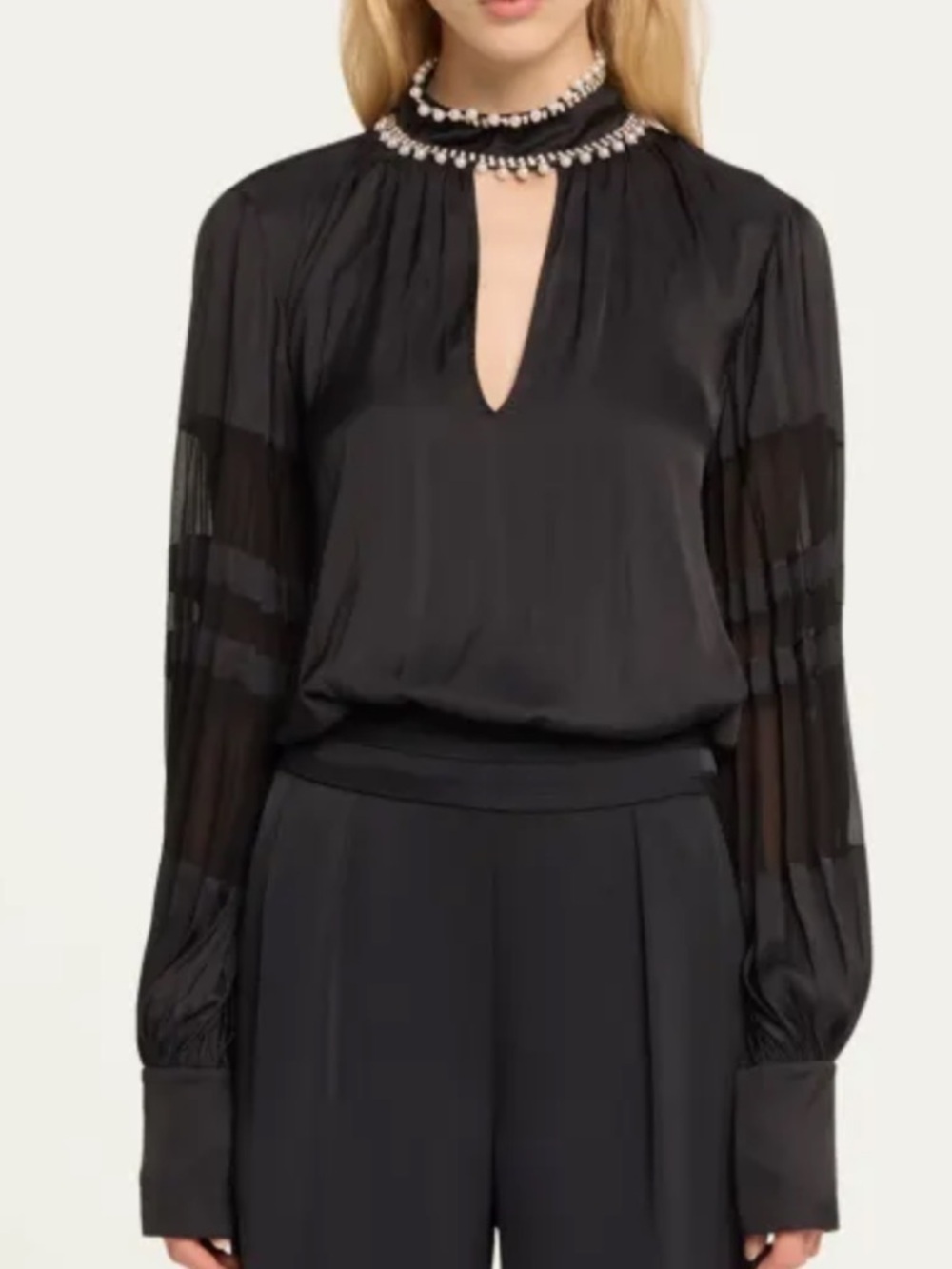 RAMY BROOK Jolene Embellished Long-Sleeve Blouse